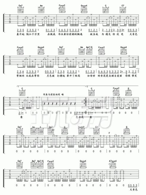 青花瓷吉他谱周杰伦c调简单完整版新手初学者入门弹唱的六线谱 易谱库